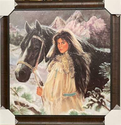 Maija Evening Snow Maiden and Horse Art Print-Framed 27 x 28