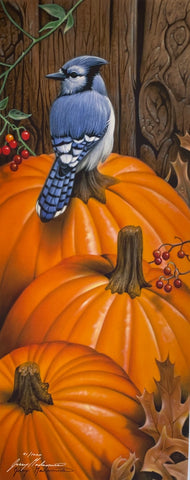Jerry Gadamus Blue Jay Art Print S/N Harvesting Jay (10x24)