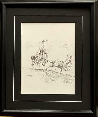 Will James Cowboys Team up Roping a Steer Art Print-Framed 17 x 20