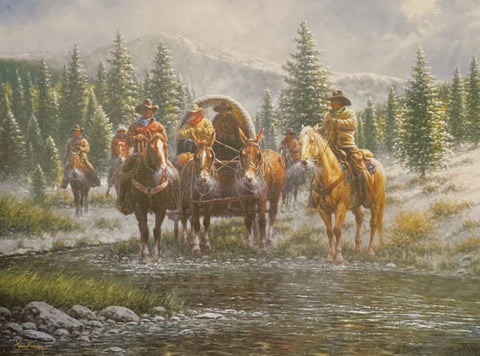 Jack Terry Leavin Line Camp Cowboy Mountain Art Print-Signed