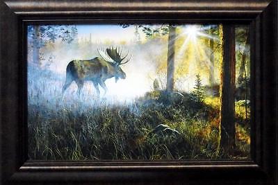 Jim Hansel Walk in the Mist Moose Decorator Art Print-Framed   14.5" x 10.5