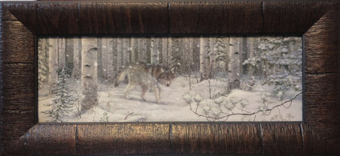 Mark Daehlin Watched Wolf Print-Framed 17.5 x 8