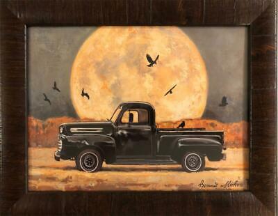 Bonnie Mohr Harvest Moon Old Truck Full Moon Art Print-Framed 19 x 15