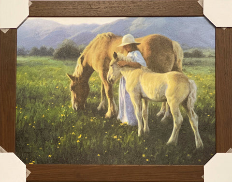 Robert Duncan Beautiful Blondes Horse and Lady Art Print Framed 27.5 x 22
