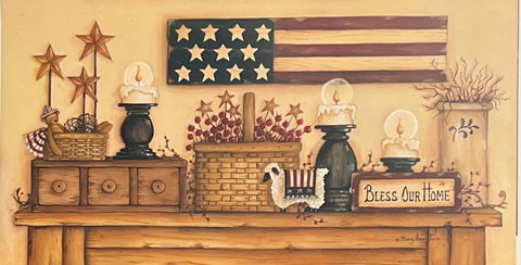 Mary Anne June Bless our American Home Art Print-30 x 16