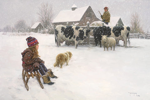 Robert Duncan Chores First Cow Dog Art Print 24 x 16
