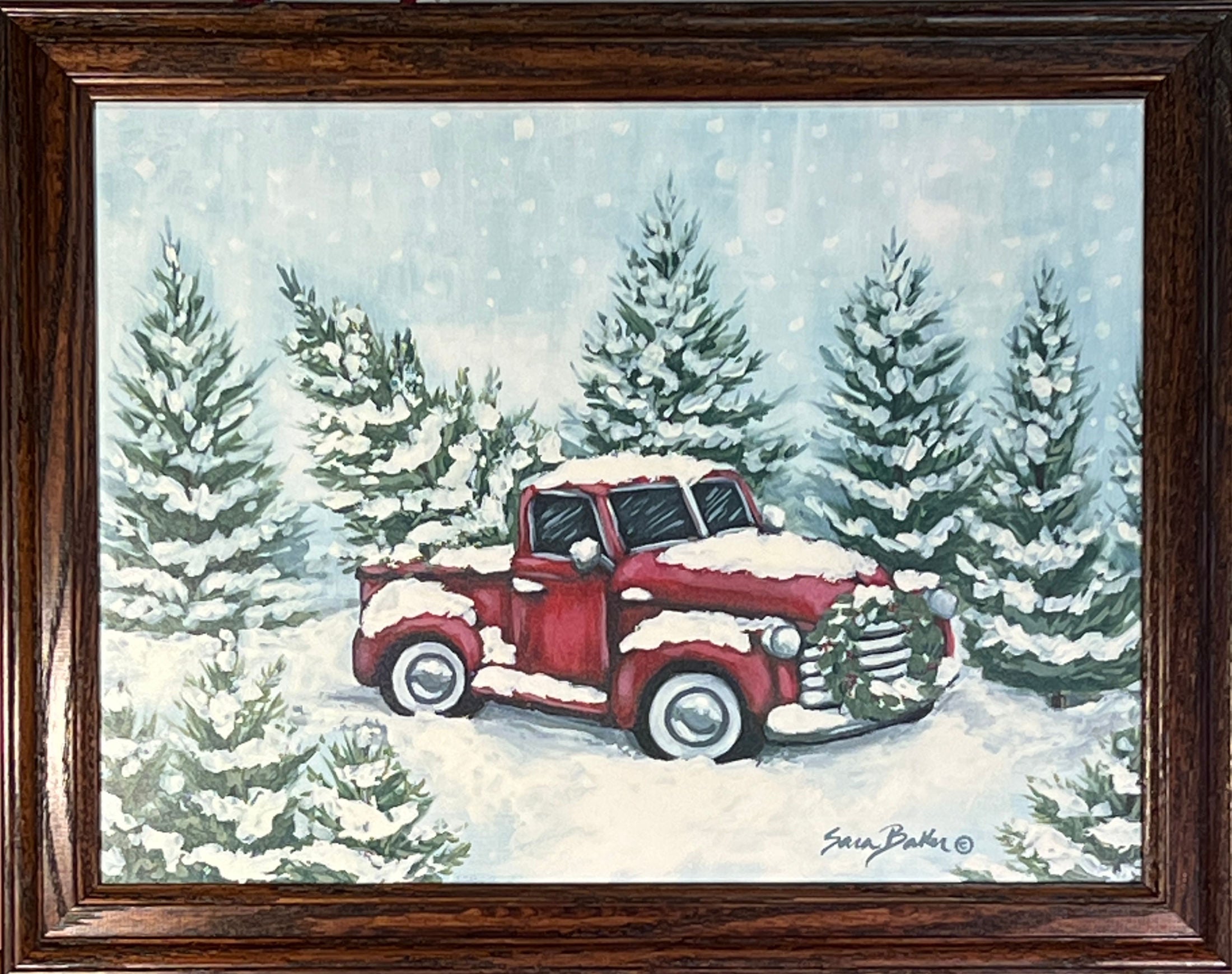 Vintage Christmas tree 2  Original 5x7 canvas painting – Sarah