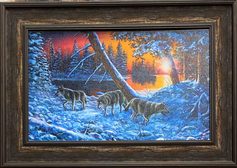 Jim Hansel On the Prowl Wolve Art Print-Framed 27.5 xx 29.5