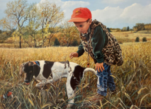 Rollie Brandt Who's Training Whom Dog Hunting Boy S/N Art Print