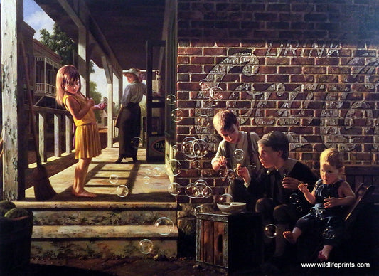 Bob Byerley Children's Print Blowing Bubbles