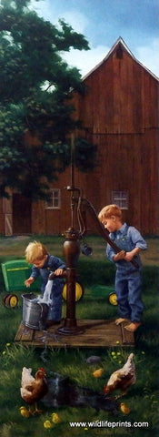 Charles Freitag Painting of John Deere Pedal Tractor on Farm
