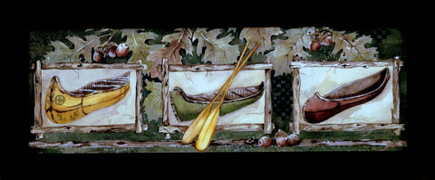 Anita Phillips framed cabin picture THREE CANOES