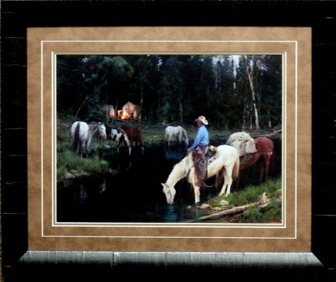 Bill Anton Evening Arrival Cowboy Art Print-Framed