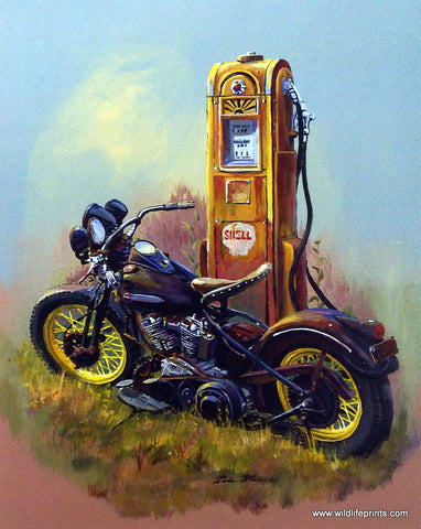 Dale Klee Bare Bones Motorcycle Shell Oil Print