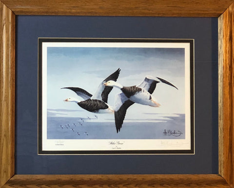 Les Kouba Blue Geese S/N Goose Art Print-Framed