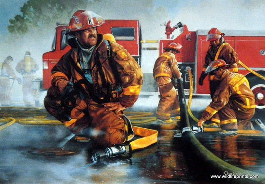 Charles Freitag Firefighting Print BREAKIN' IT DOWN