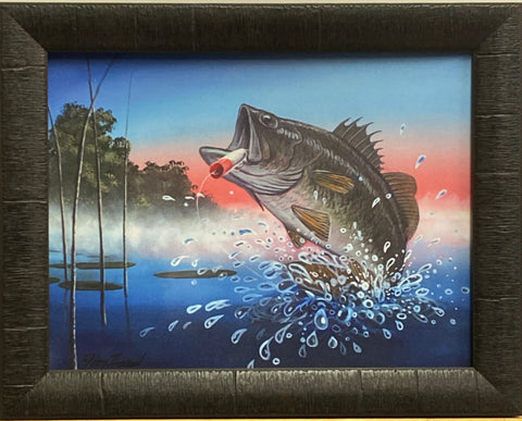 Jim Hansel Breaking the surface fishing Art Print-Framed