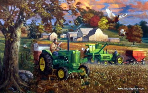 Charles Freitag John Deere Tractor and Pheasant Print BUMPER CROP