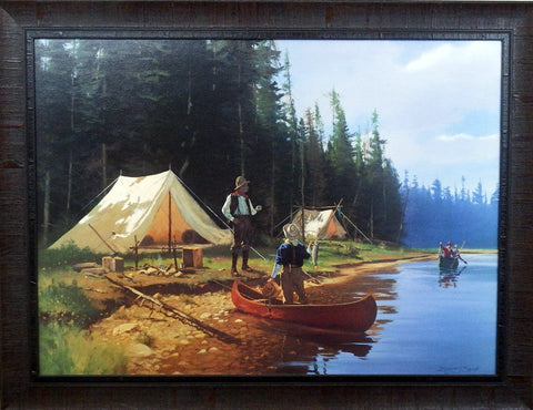 Brett Smith FRAMED Tent Camping and Fishing Art Print