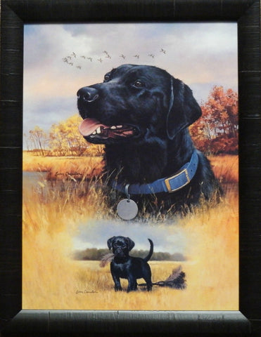 Larry Chandler Black Lab and Puppy Framed Print 20 x 26