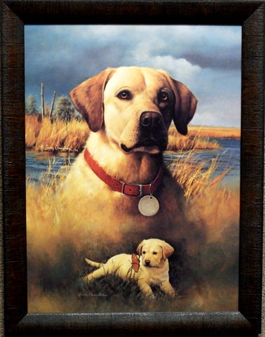 Larry Chandler Yellow Lab and Puppy Framed Print 20 x 26