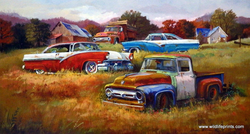 Dale Klee Print CHANGING COLORS Vintage Ford Art