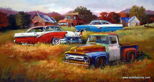 Dale Klee Print CHANGING COLORS Vintage Ford Art