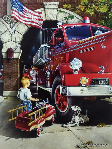 Dan Hatala Fire Truck Firefighting Picture CHILDHOOD DREAMS