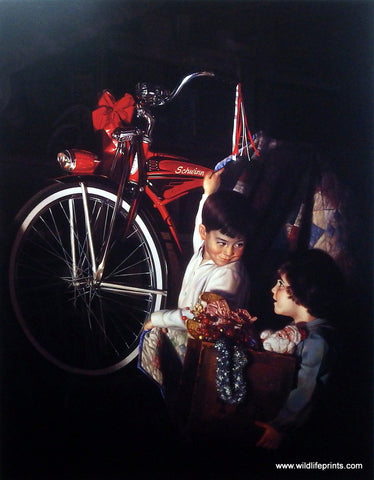 Bob Byerley children's print getting Schwinn bike for Christmas