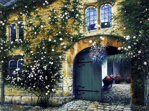 Charles White Cottage Picture with flower gardens