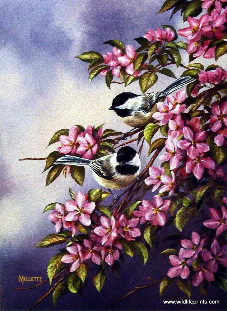 Rosemary Millette Crabapple Pair- Chickadees
