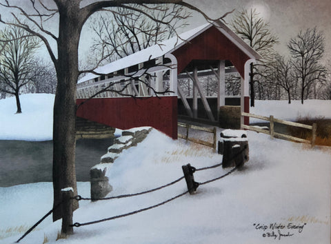 Billy Jacobs Crisp Winter Evening Wrapped Canvas  16 x 12
