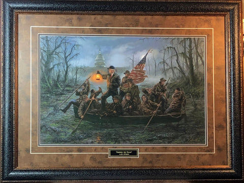 Jon McNaughton Crossing the Swamp President Donald Trump Art Print-Framed