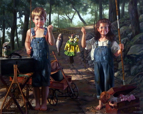 Bob Byerley Children Fishing Art Print
