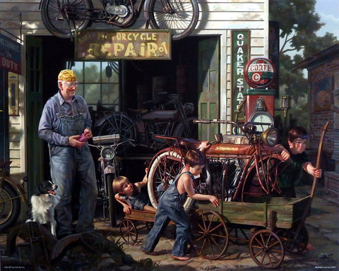 Bob Byerley Children's Print about vintage Indian motorcycle