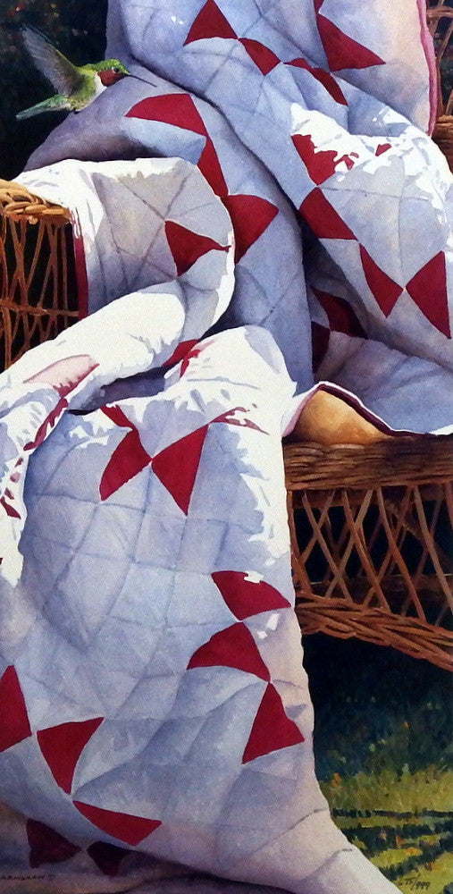 Adele Earnshaw print Star Quilt with Hummingbird