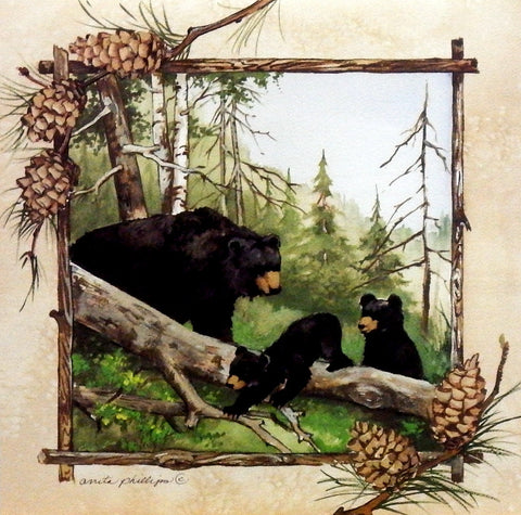 Artist Anita Phillips Black Bear Family picture print