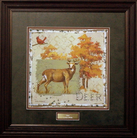 Anita Phillips Deer on Green- Framed