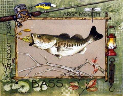Artist Al Agnew Unframed Largemouth Bass Fishing art Print Strike