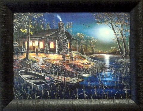 Jim Hansel Lake Cabin Art Print AFTER DARK