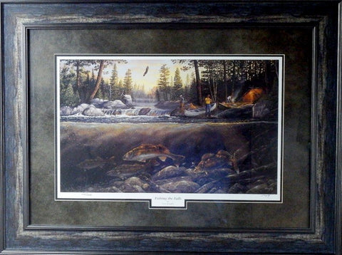 Terry Doughty Fishing the Falls-Framed