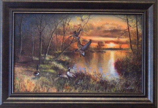 Jim Hansel "Evening Refuge" Goose Decorator framed Print 14.5x10.5