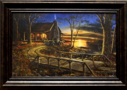 Jim Hansel Simpler Times Cabin Art Print-Framed Decorator 14.5x10.25