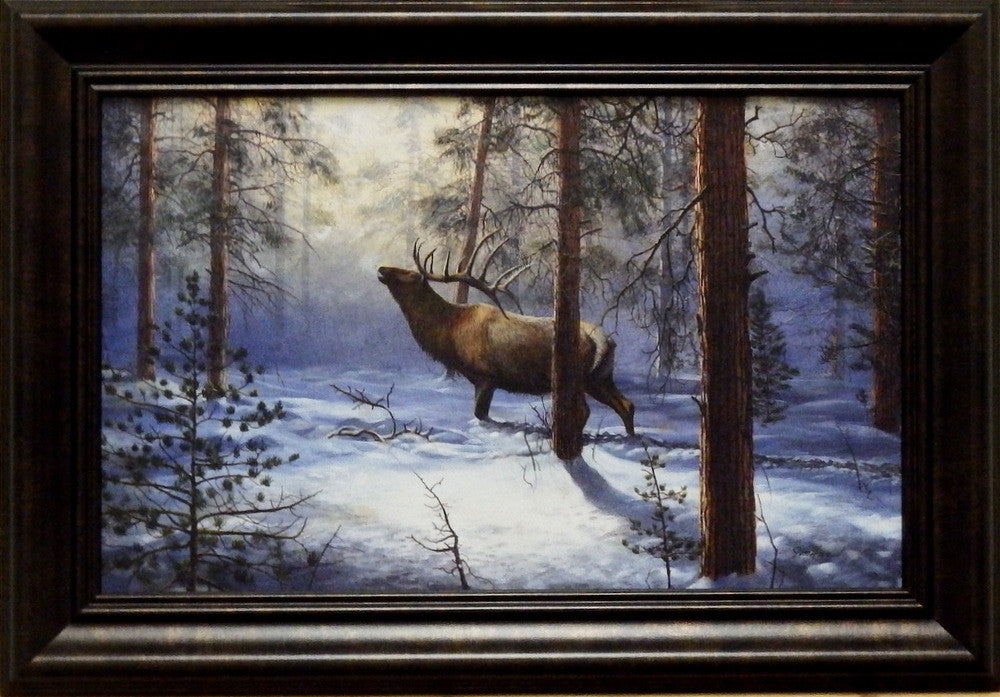 Jim Hansel Breaking the Silence Elk Art Print Framed Decorator 14.5x10.25