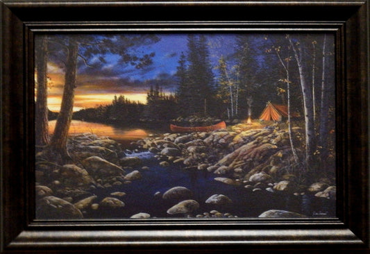Jim Hansel Headwaters Tent Camping Art Print Framed Decorator 14.5x10.25