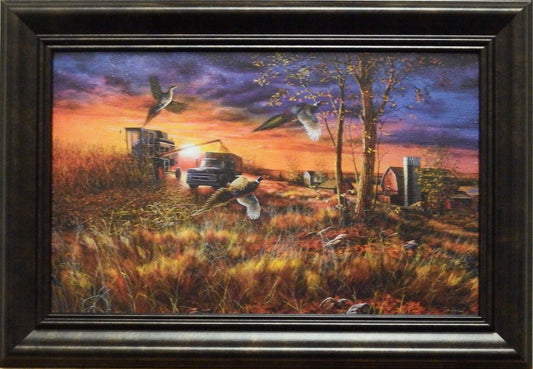 Jim Hansel Harvest Ringnecks Pheasant Print-Framed Decorator 14.5x10.25