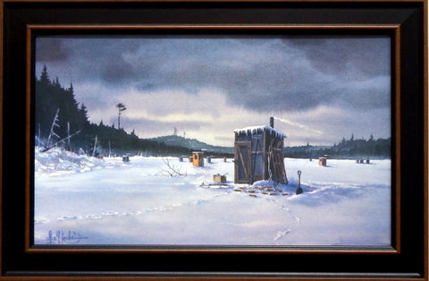 Les Kouba Winter Fishing Memories -Framed