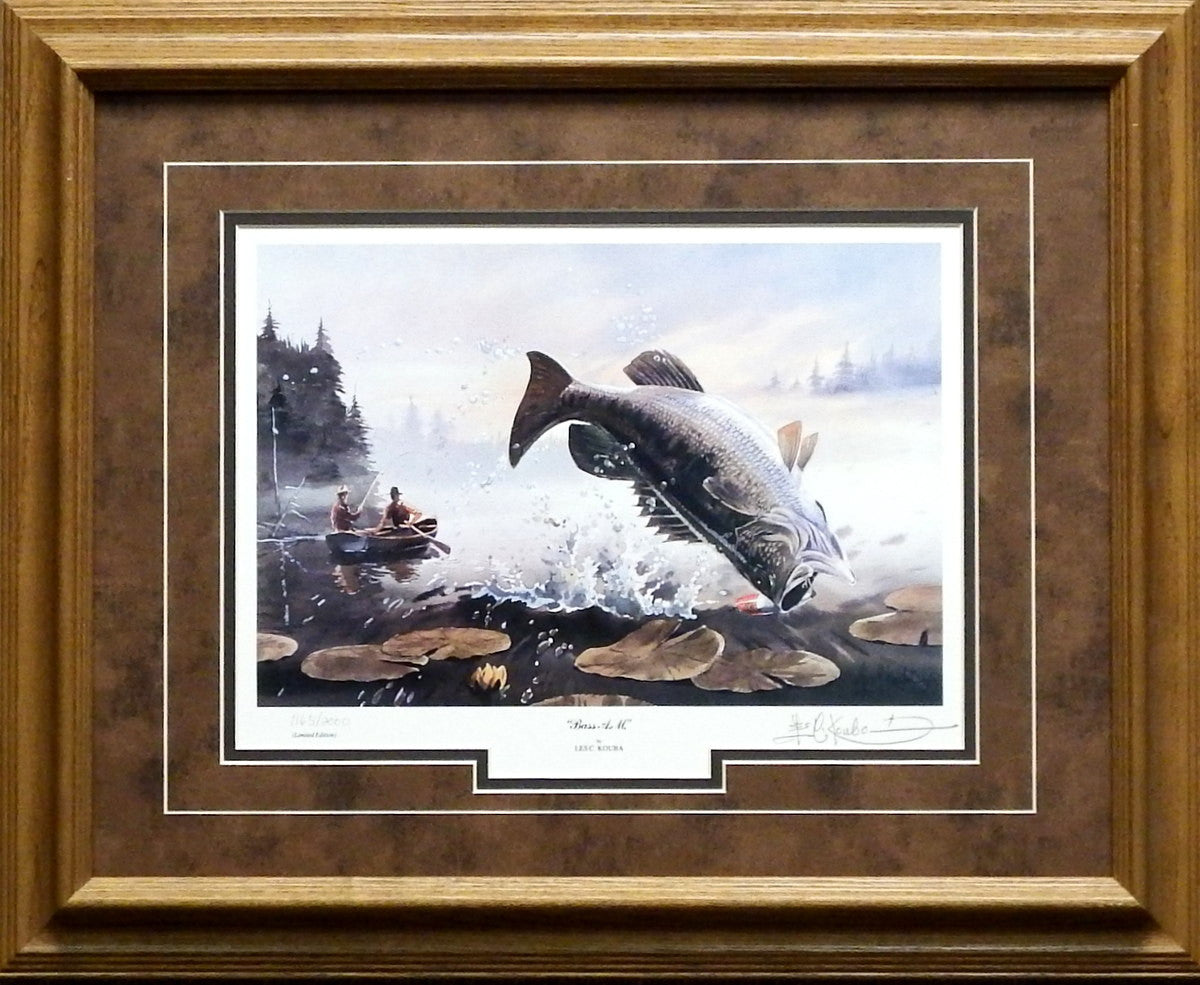 Les Kouba Bass A.M. Fishing Print- Framed