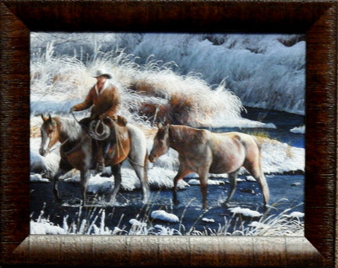 Kevin Daniel Heading Home Cowboy Horse Art Print-Framed