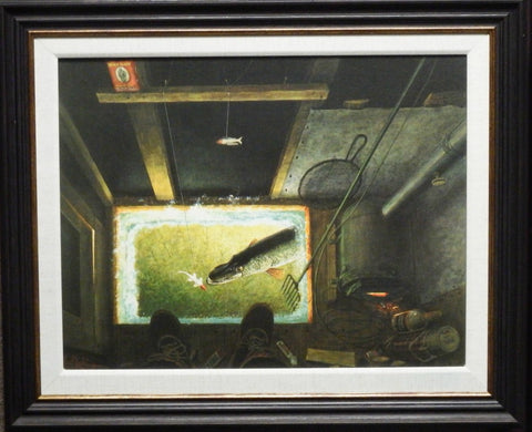 Les Kouba Darkhouse Spearing Canvas Fishing Canvas Art-Framed